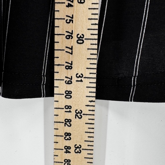 Black White Tunic Top Striped Split Sleeve V Neck Women L XL Career Office NWT - Picture 9 of 11